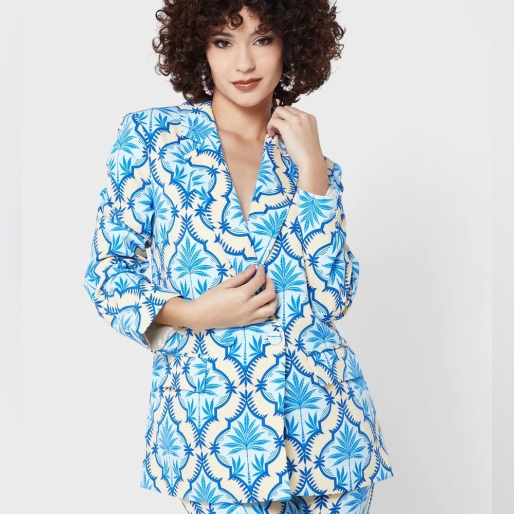 Never Fully Dressed Blazer Jacket Size 24‎ Mauritius Blue Tropical